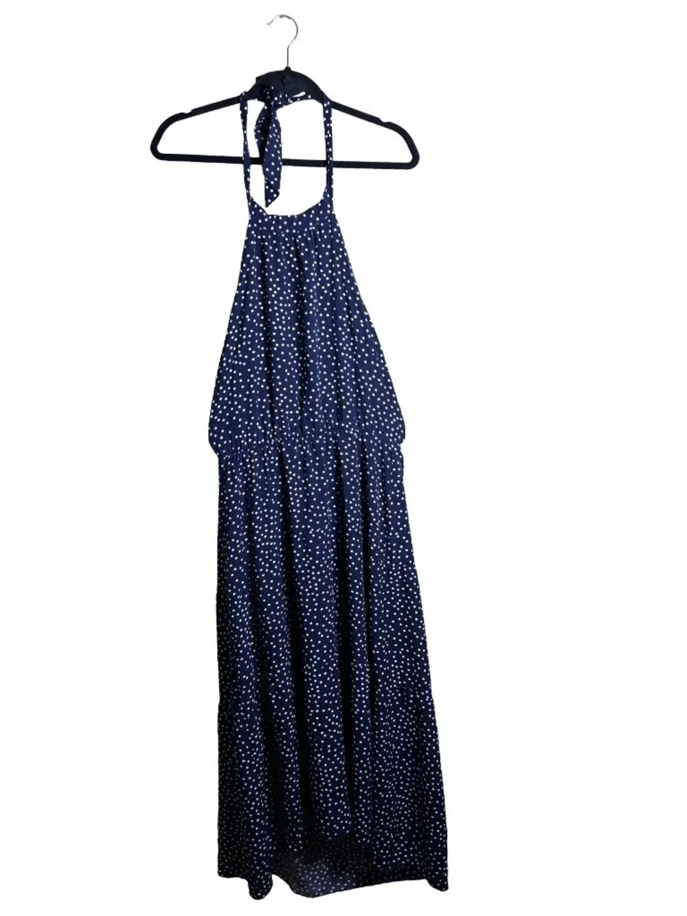PrettyGarden Polka Dot Halter‎ Dress Blue Boho